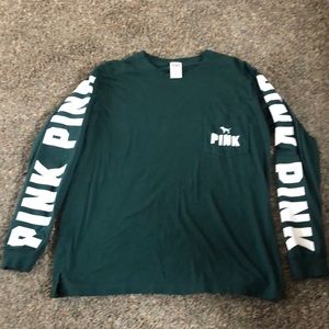 Pink Victoria’s Secret Green Long Sleeve Tee Lg